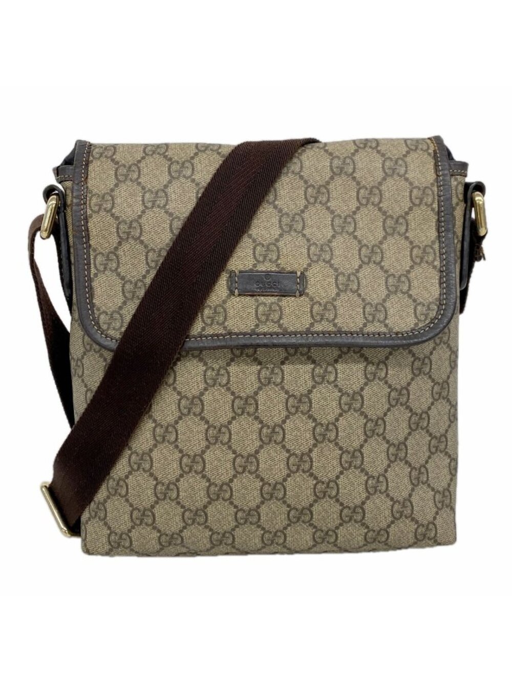 Gucci Shoulder Bag GG Supreme Brown Champagne Gold